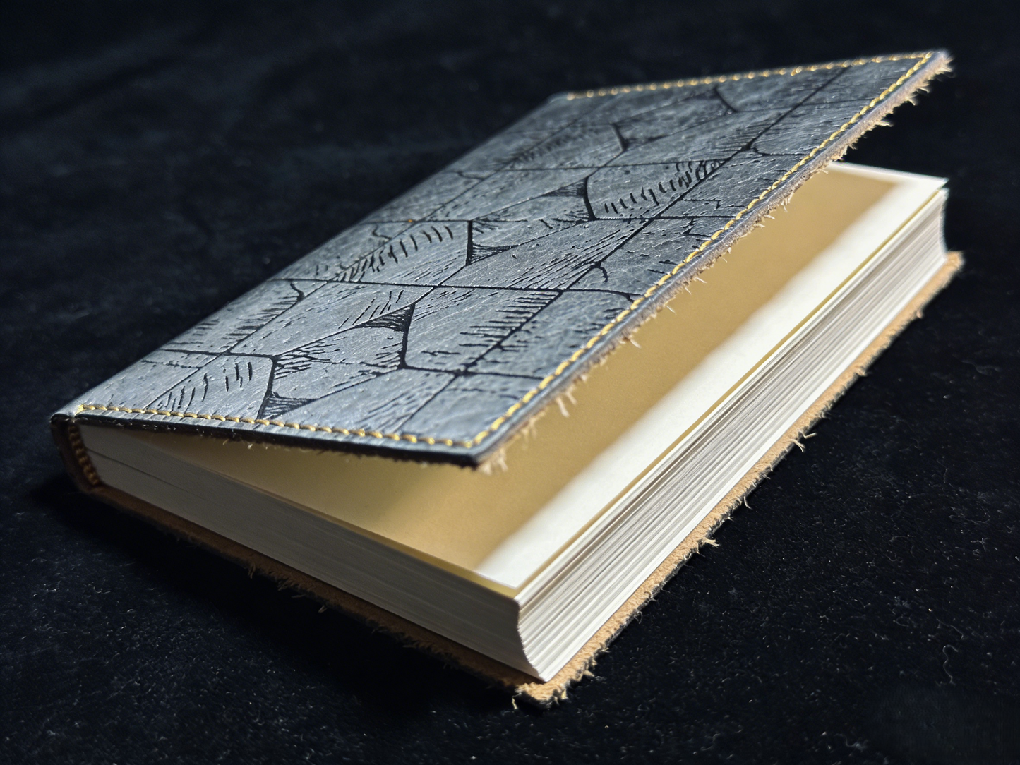 Handcrafted Textured Leather Notebook – Compact Blank Journal with Thick Cream Paper