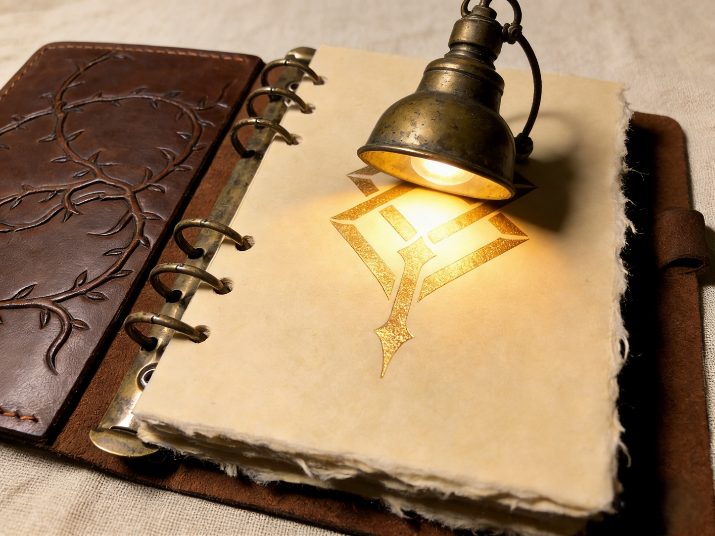 Handcrafted Vintage Leather Ring Binder Notebook – Refillable Journal with Handmade Paper