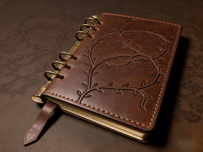 Handcrafted Vintage Leather Ring Binder Notebook – Refillable Journal with Handmade Paper
