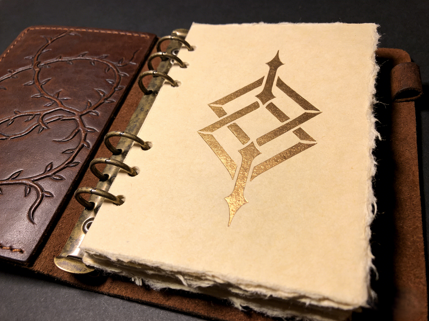 Handcrafted Vintage Leather Ring Binder Notebook – Refillable Journal with Handmade Paper